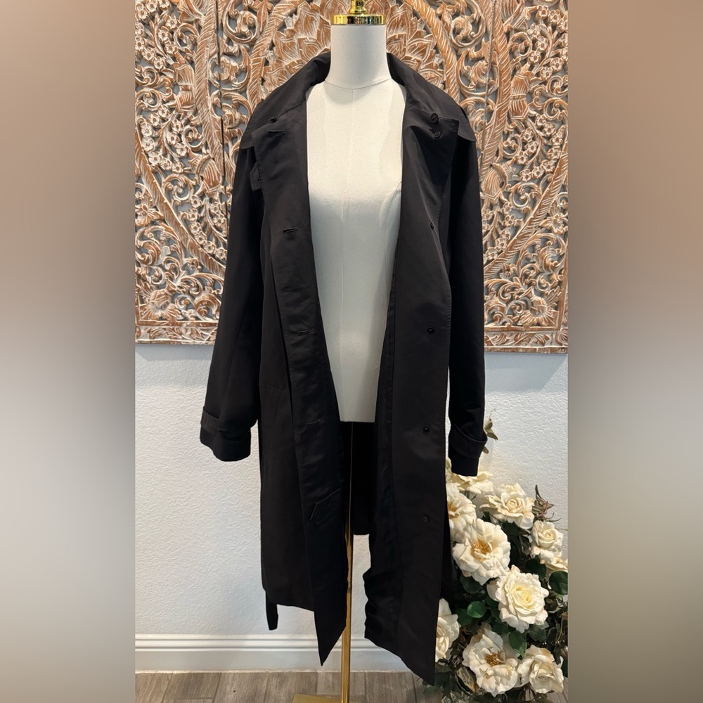 Lauren Ralph Lauren Black Belted Maxi Trench Coat- size 3X - Picture 7 of 12